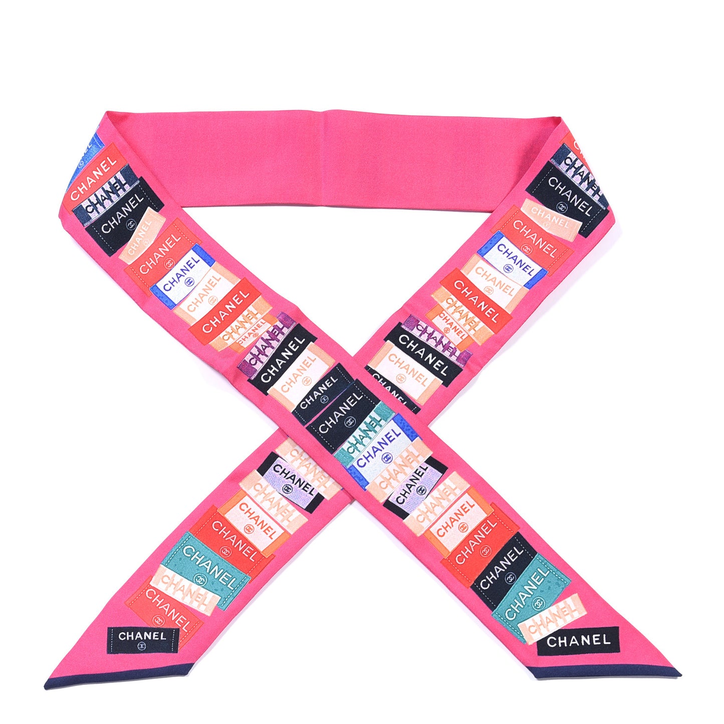 Silk Twill Slim Bandeau Scarf Pink