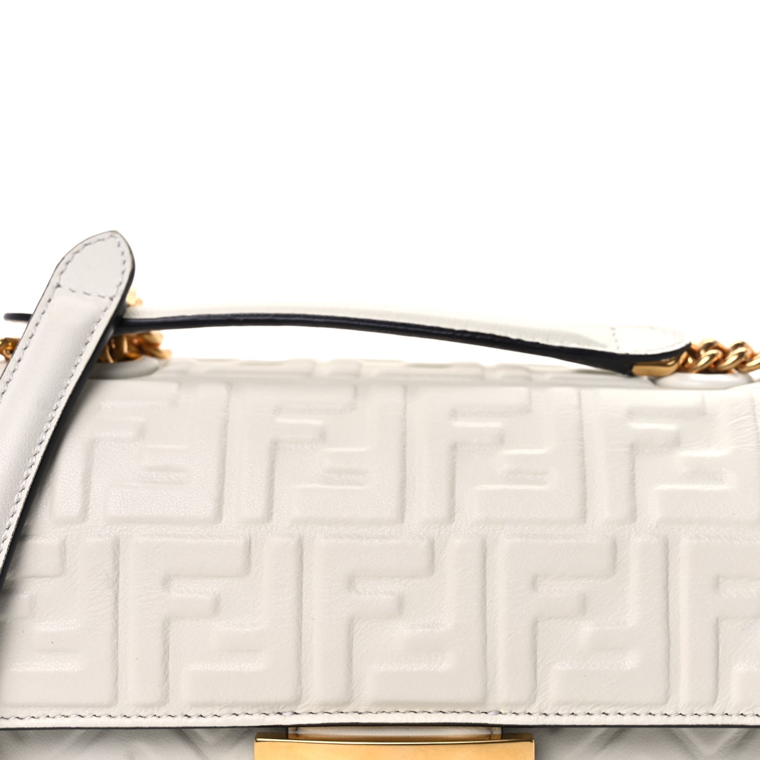 Fendi Nappa Small FF Embossed Midi Chain Baguette  White 6 of 8