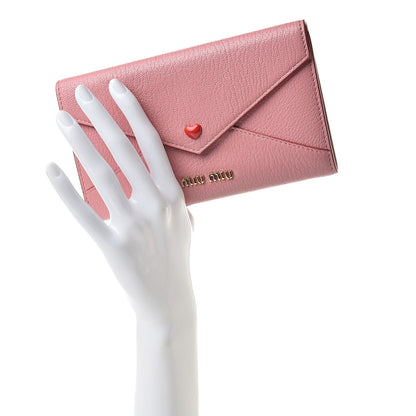 Miu Miu Goatskin Madras Love Envelope Wallet Rosa 2 of 8