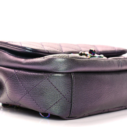 Chanel Iridescent Goatskin Quilted Small Double Carry Waist Chain Flap Purple 8 of 9