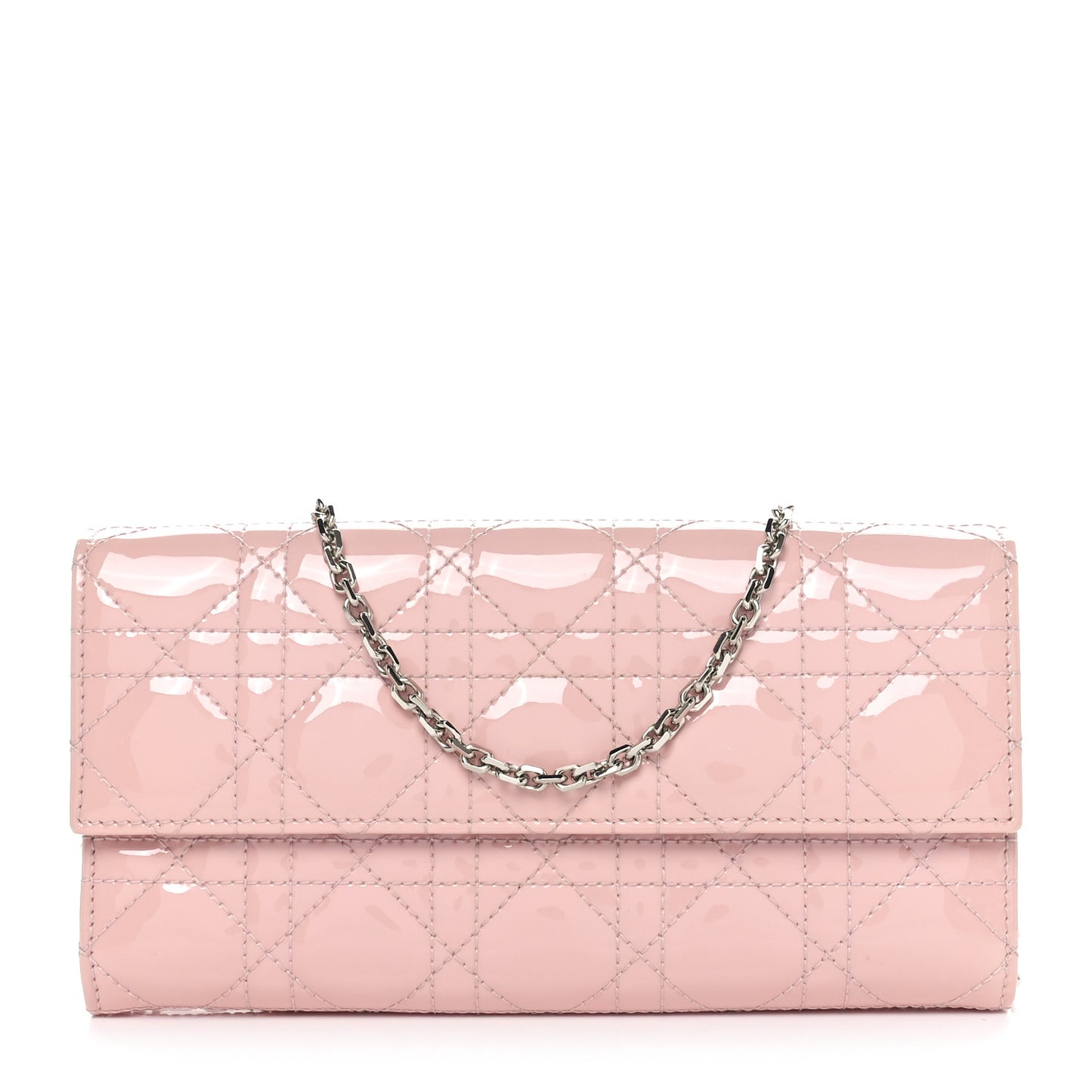 Patent Cannage Lady Dior Rendezvous Wallet On Chain Light Pink