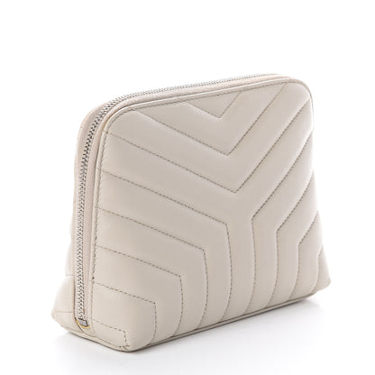 Saint Laurent Lambskin Y Quilted Monogram Loulou Cosmetic Case Ivory 2 of 7