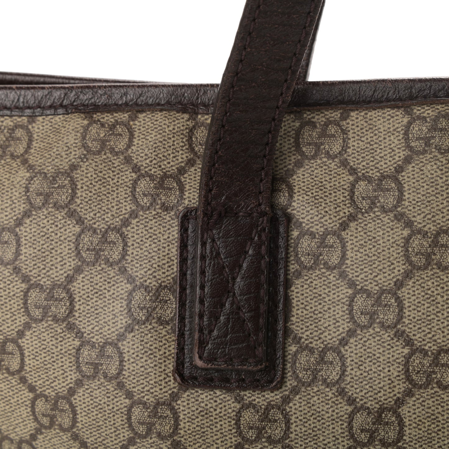 GG Plus Monogram Medium Zippered Shopping Tote Dark Brown