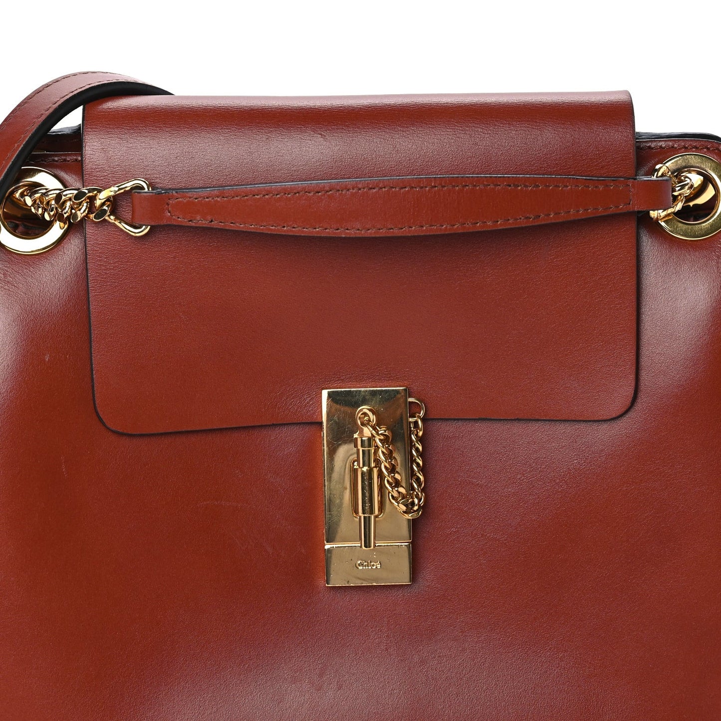 Shiny Calfskin Medium Annie Shoulder Bag Whiskey