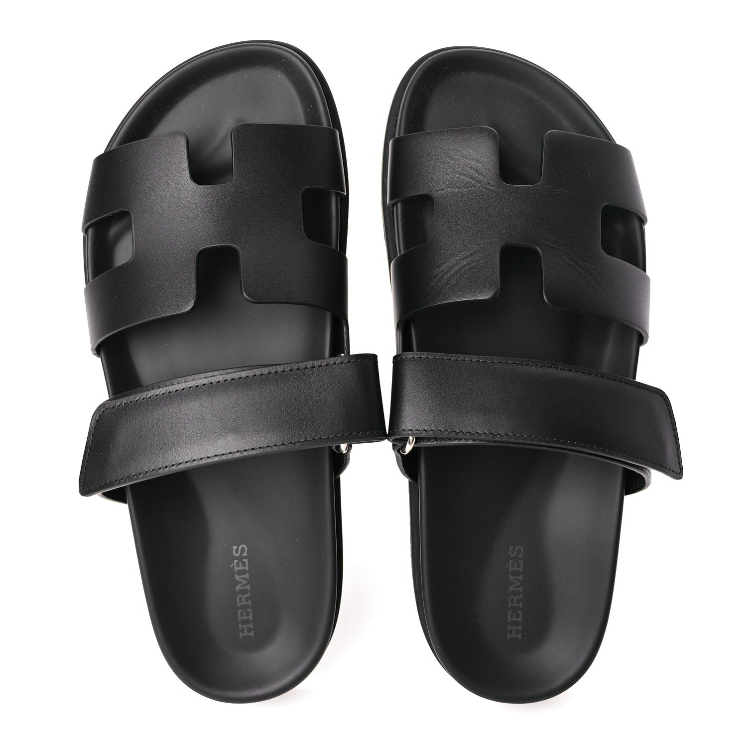 Hermes Calfskin Womens Chypre Sandals 38 Black 2 of 9