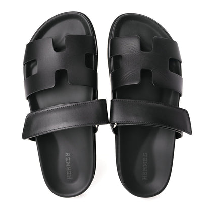 Hermes Calfskin Womens Chypre Sandals 38 Black 2 of 9