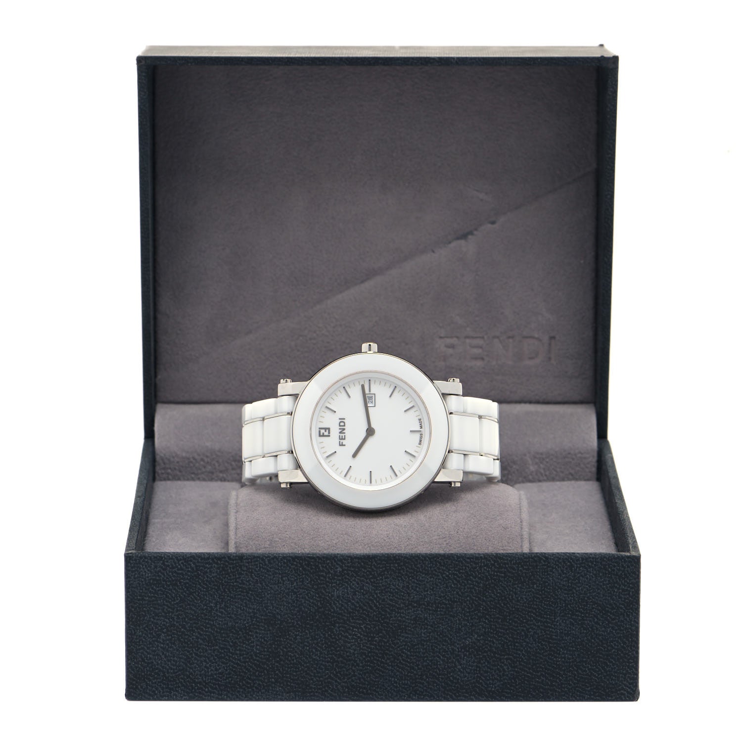 Fendi Stainless Steel Ceramic 38mm Round Quartz Watch White 5 of 5