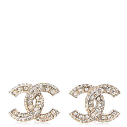 Chanel Crystal CC Earrings Gold 1 of 5