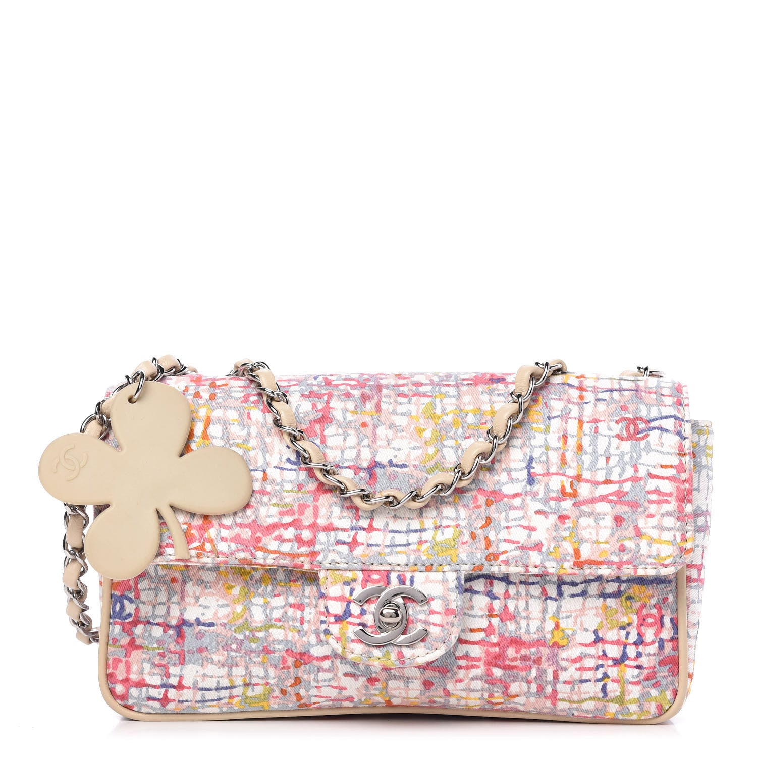 Chanel Canvas Watercolor Tweed Print Clover Small Flap Multicolor 1 of 11