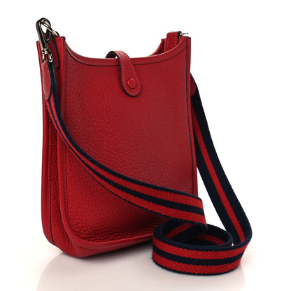 Hermes Taurillon Clemence Amazone Evelyne TPM Rouge Casaque Bleu Saphir 2 of 9