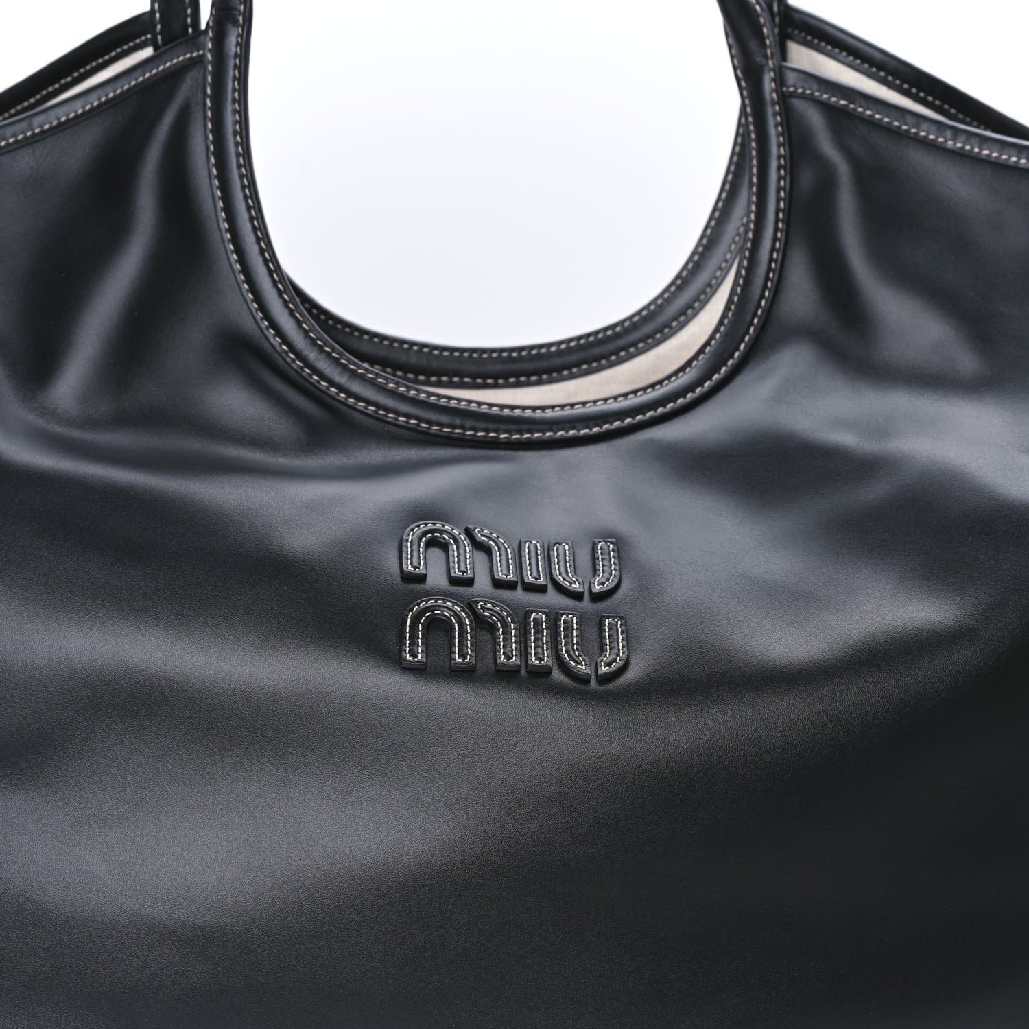 Miu Miu Nappa Large Ivy Tote Bag  Black 6 of 7