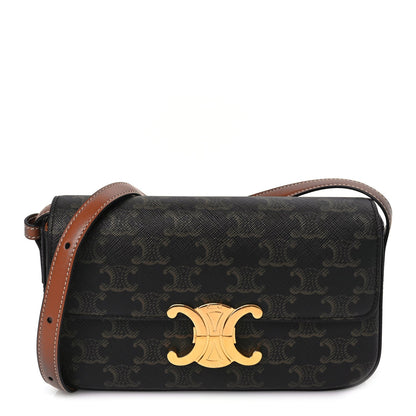 Celine Canvas Calfskin Triomphe Shoulder Bag Tan 1 of 8