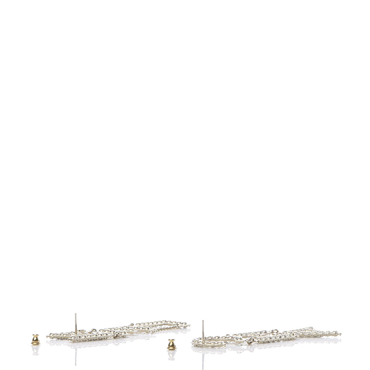 Crystal Cha-Nel Logo Drop Earrings Gold