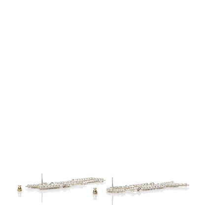 Chanel Crystal Cha-Nel Logo Drop Earrings Gold 3 of 5