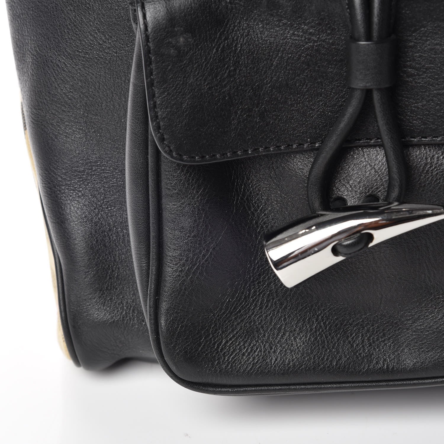 Burberry Calfskin Haymarket Check Toggle Shoulder Bag Black 12 of 14