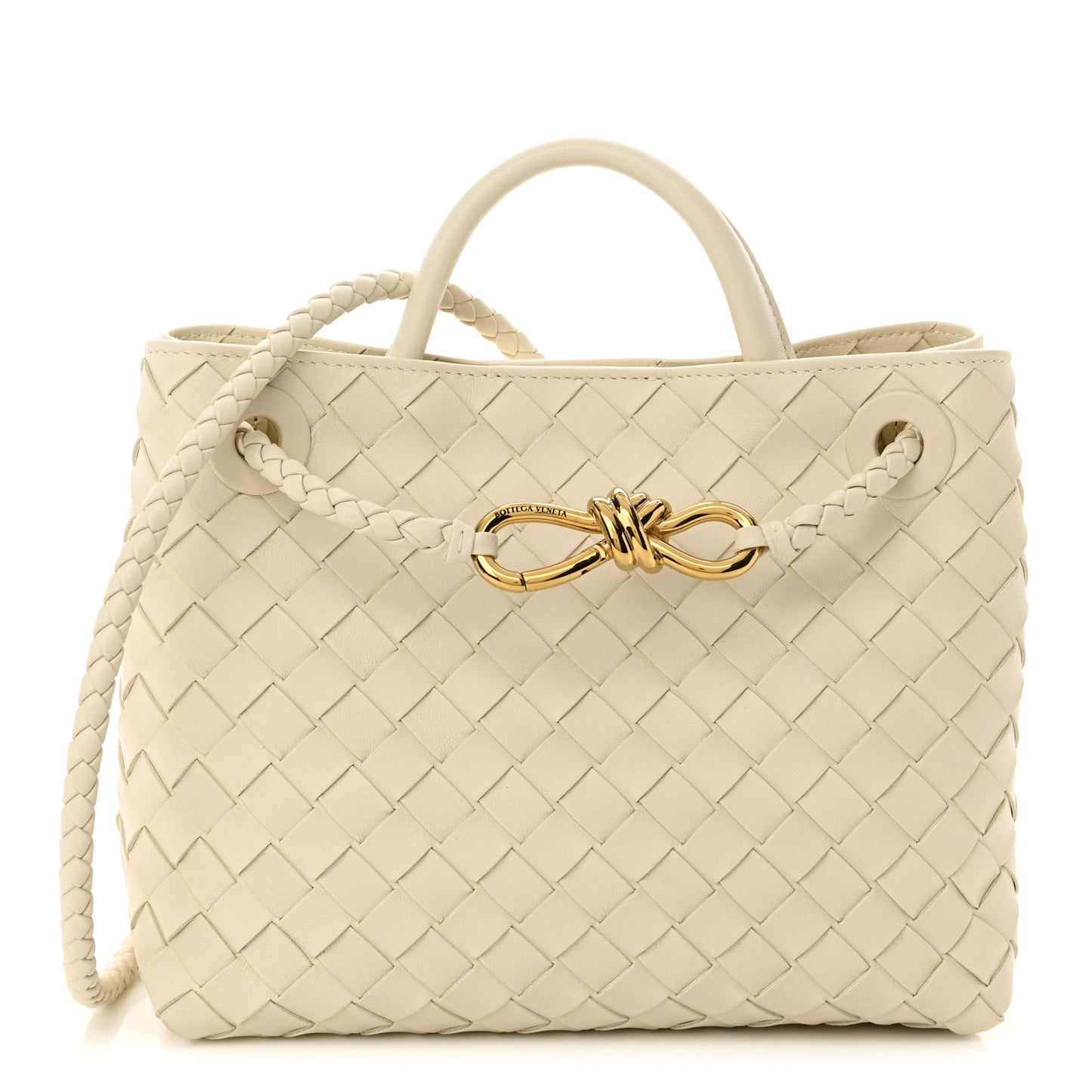 Nappa Intrecciato Small Andiamo Shoulder Bag Sea Salt