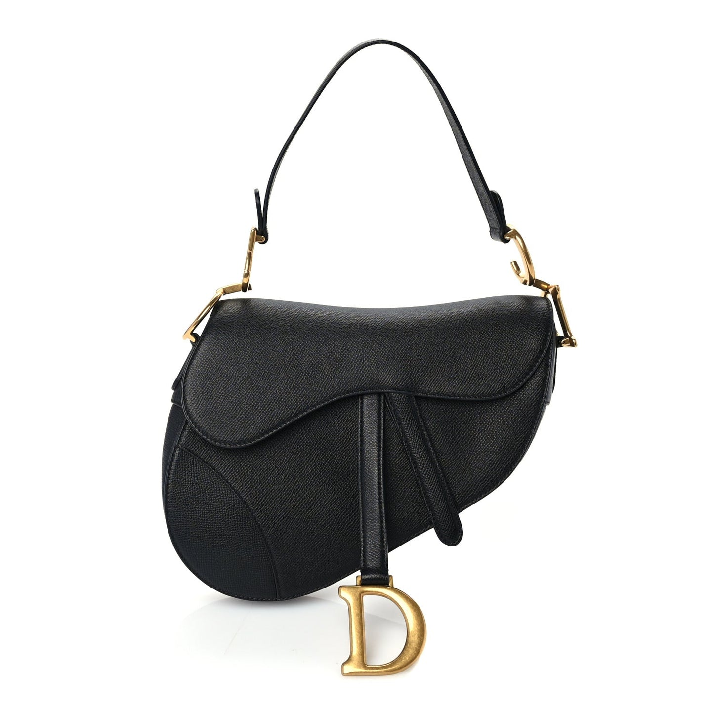 Grained Calfskin Saddle Bag  Black