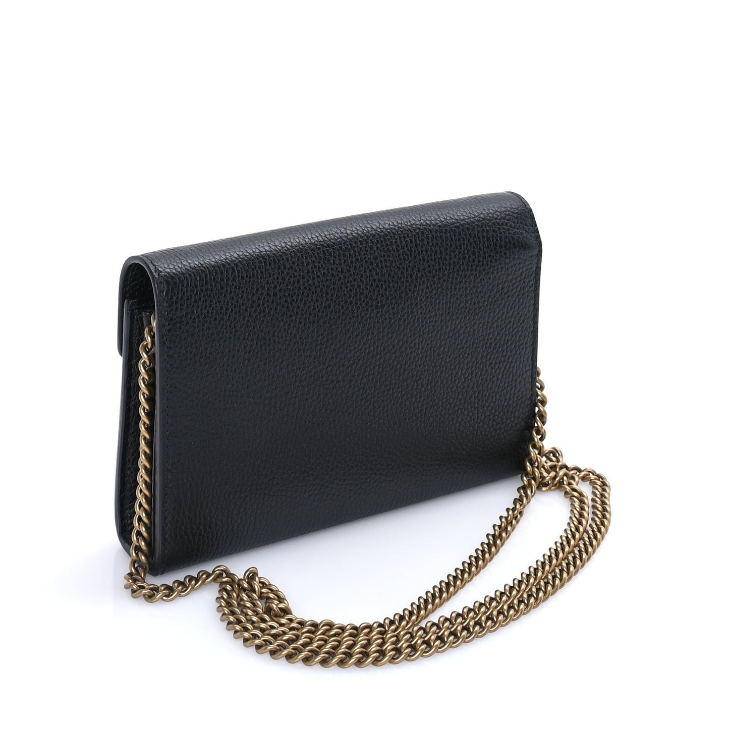 Calfskin GG Marmont Chain Wallet  Black