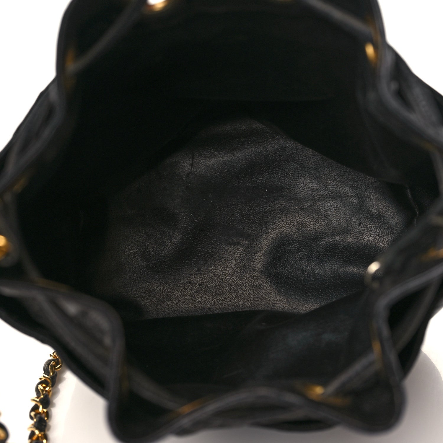 Chanel Lambskin Diamond Stitched CC Drawstring Shoulder Bag Black 5 of 13