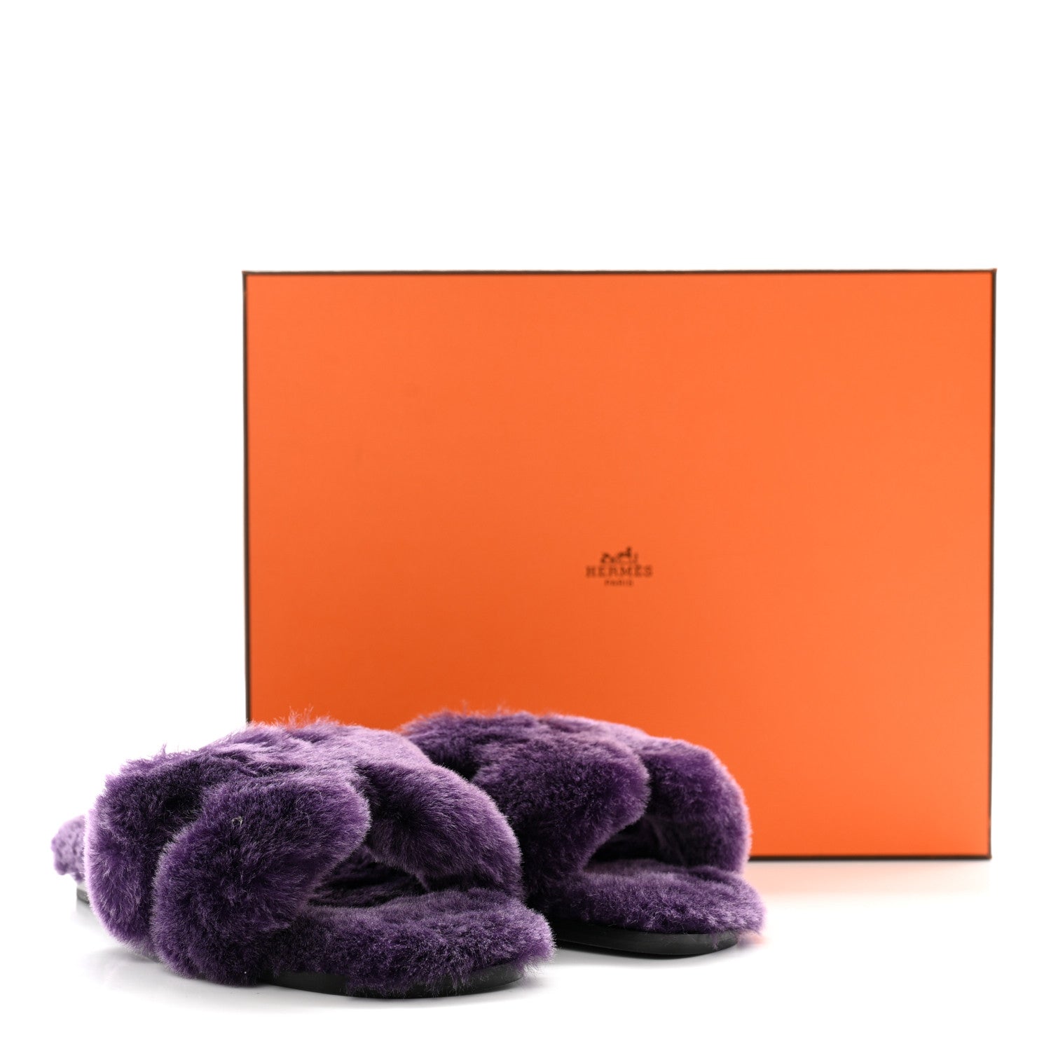 Hermes Woolskin Oran Sandals 35 Violet Fonce 9 of 9