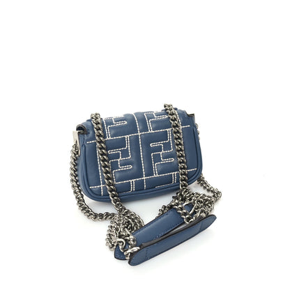 Fendi Nappa Matisse FF Embossed Nano Chain Baguette Blue 2 of 8