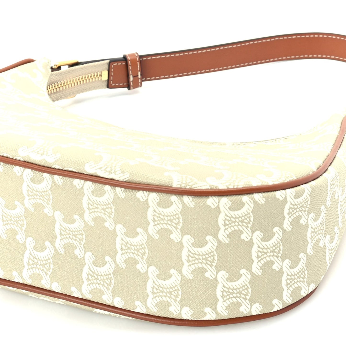 Canvas Calfskin Ava Triomphe Shoulder Bag Grege