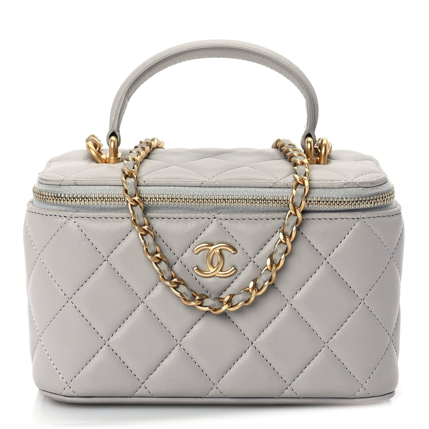 Chanel Lambskin Quilted Small Top Handle Vanity Case With Chain 1 of 9