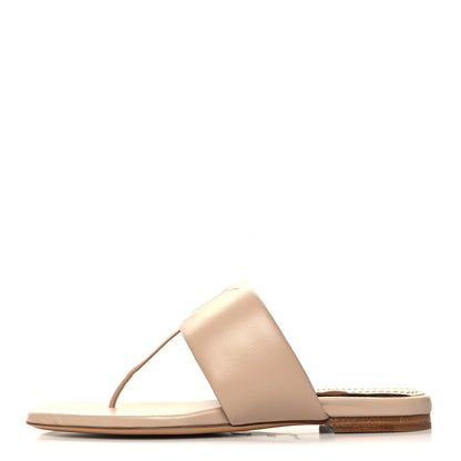 Louis Vuitton Lambskin Embossed Monogram Drapy Flat Thong Sandal 36.5 Beige 1 of 8
