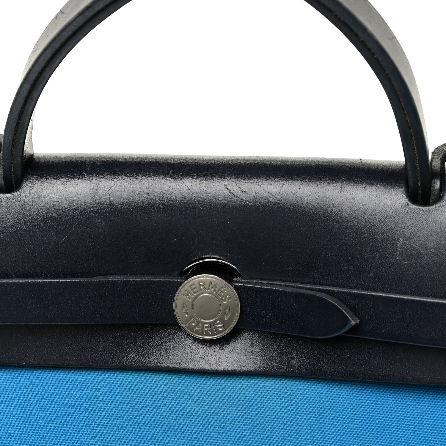 Hermes Vache Hunter Toile Herbag Zip 31 PM Bleu Zanzibar Bleu Indigo 16 of 25