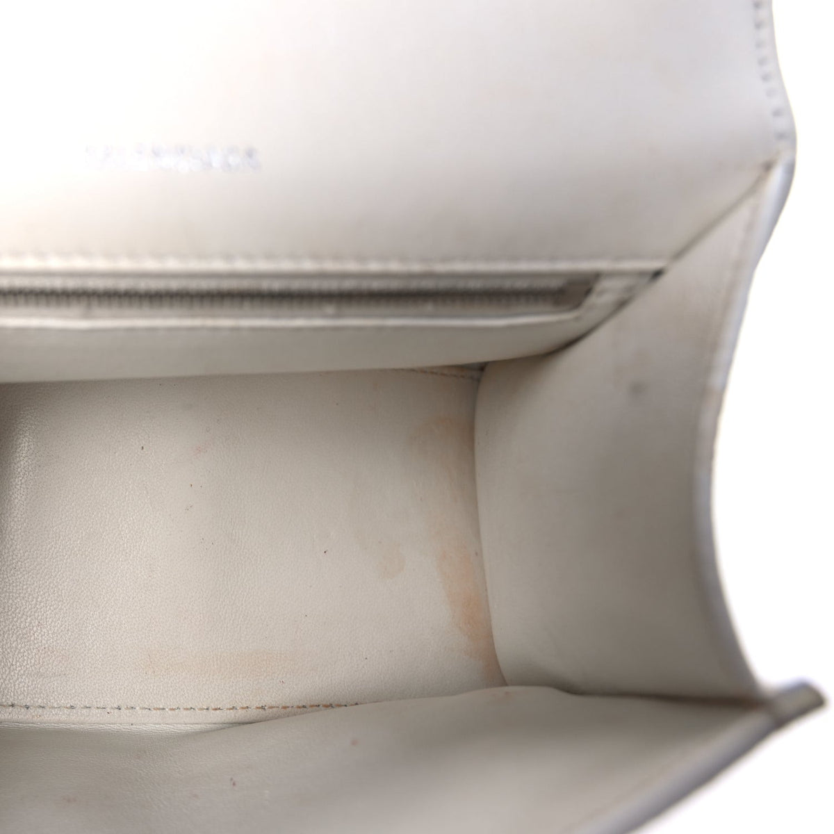 Grained Calfskin Small Hourglass Top Handle Bag White
