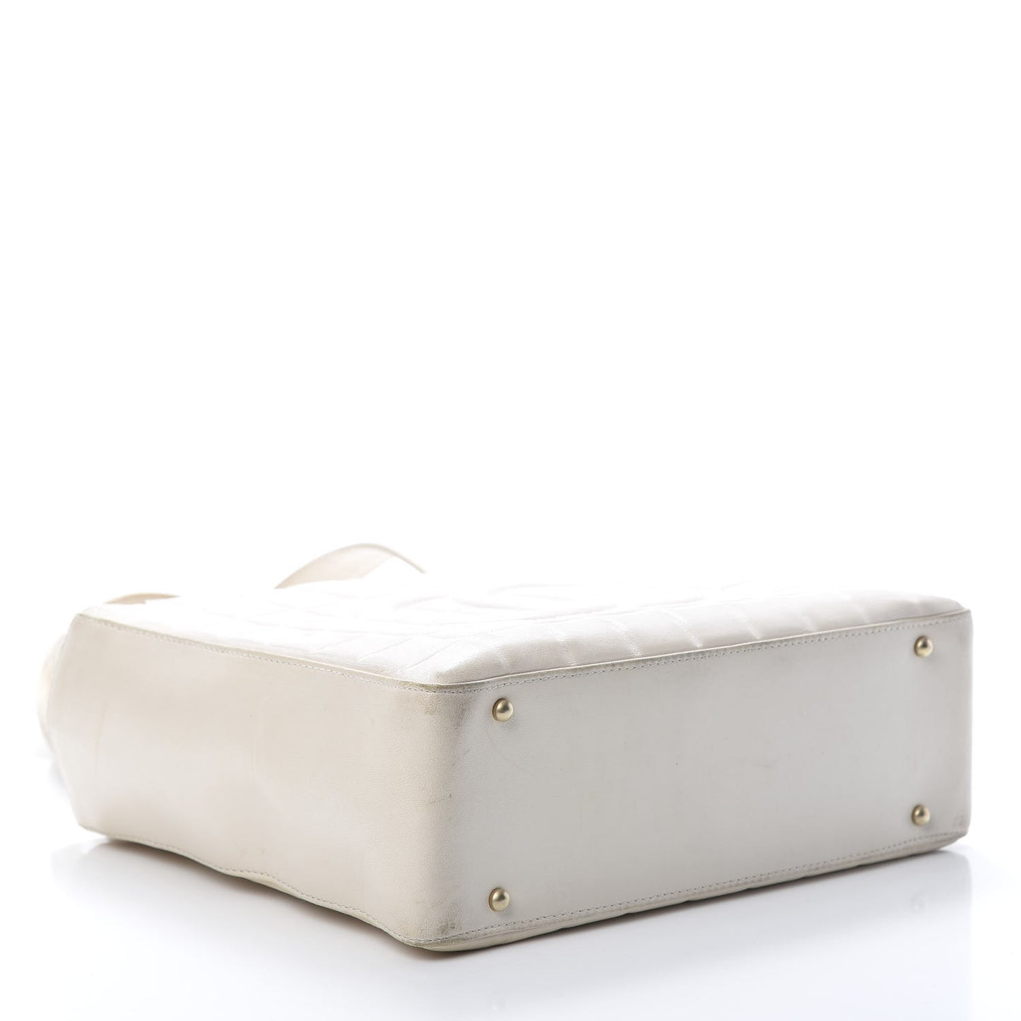 Lambskin Quilted Chocolate Bar Tote White