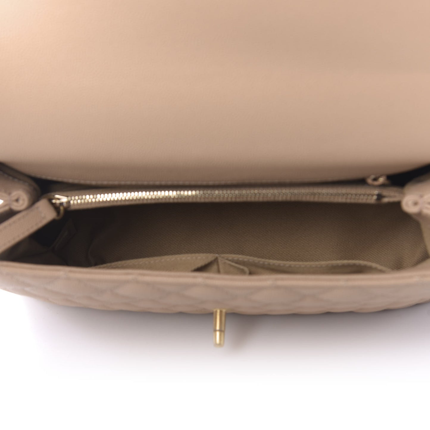 Caviar Lizard Embossed Quilted Small Coco Handle Flap Beige