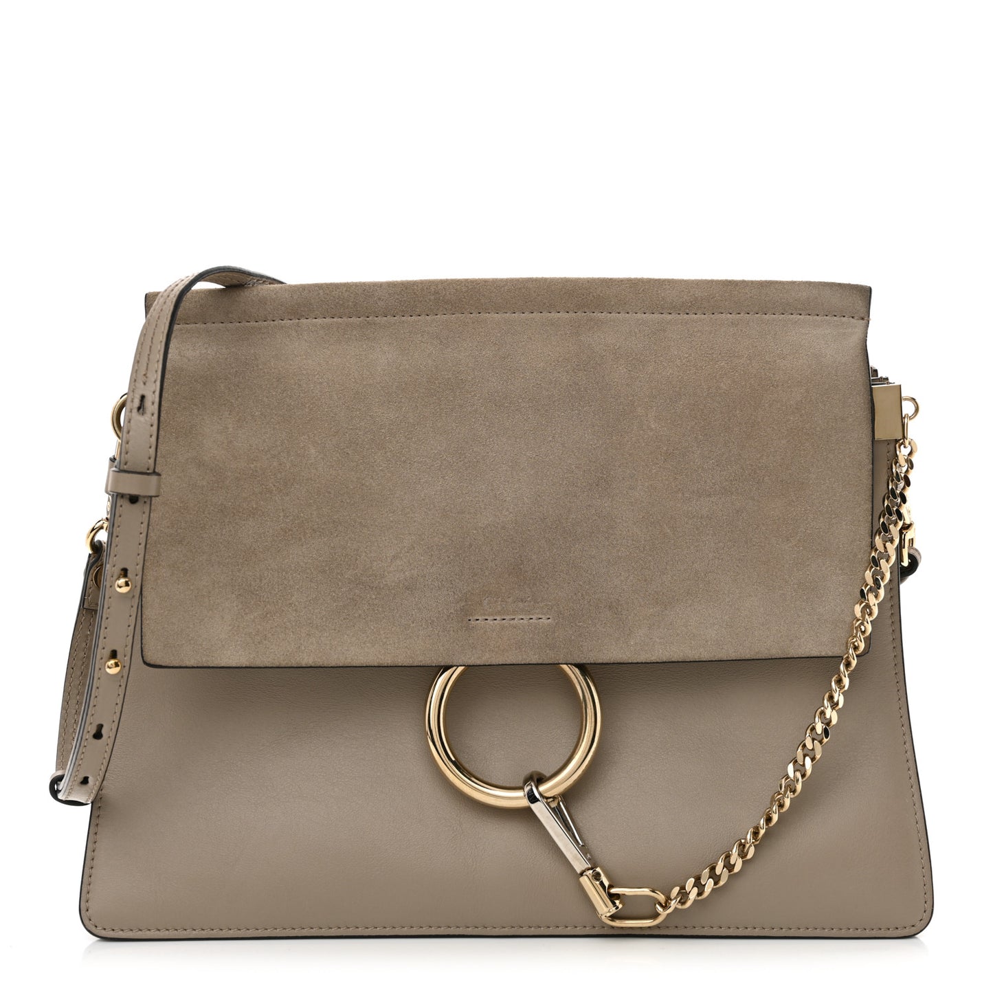 Calfskin Suede Medium Faye Shoulder Bag Motty Grey