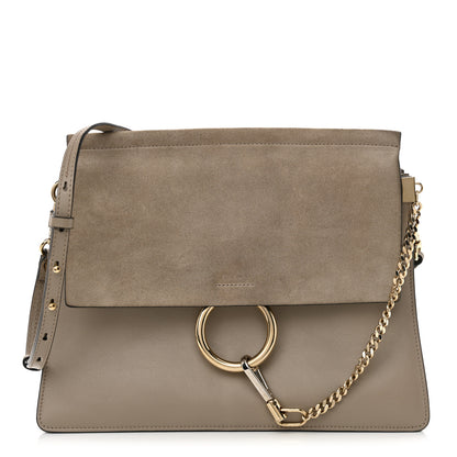 Chloe Calfskin Suede Medium Faye Shoulder Bag Motty Grey 1 of 11