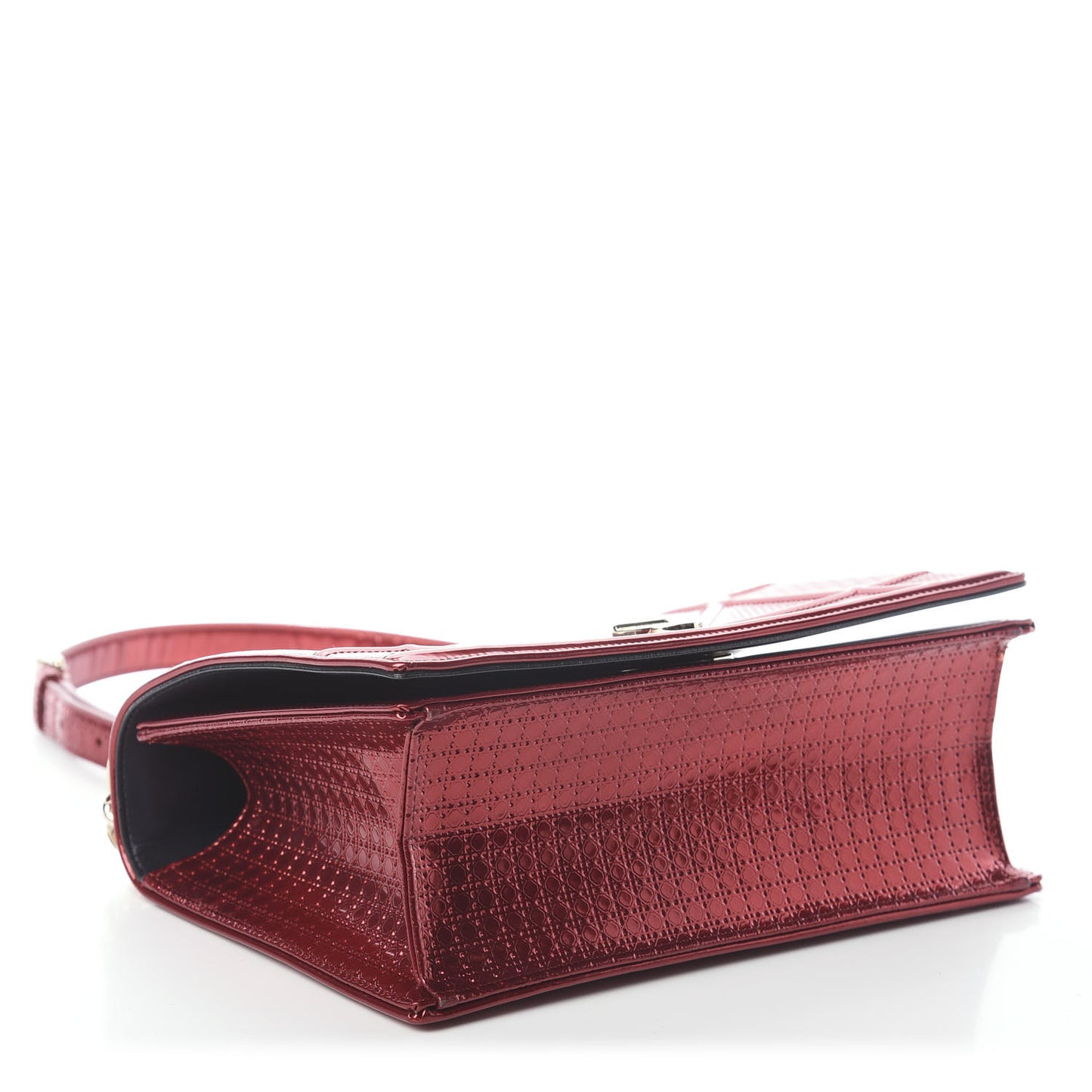 Metallic Patent Micro-Cannage Medium Diorama Flap Bag Red