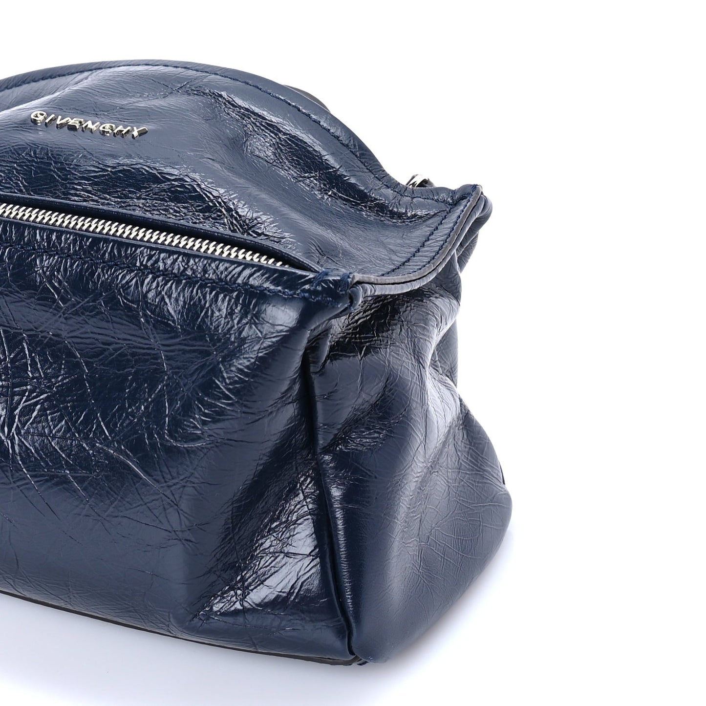 Crinkled Patent Mini Pandora Navy