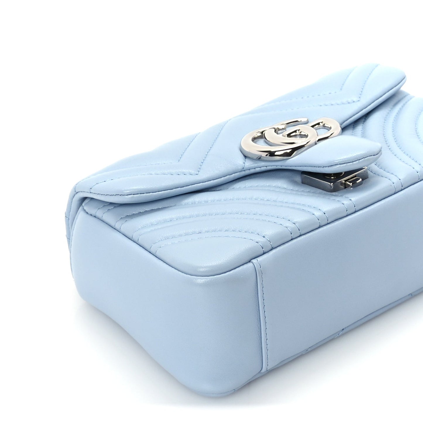 Lambskin Matelasse Small GG Marmont Shoulder Bag Light Blue