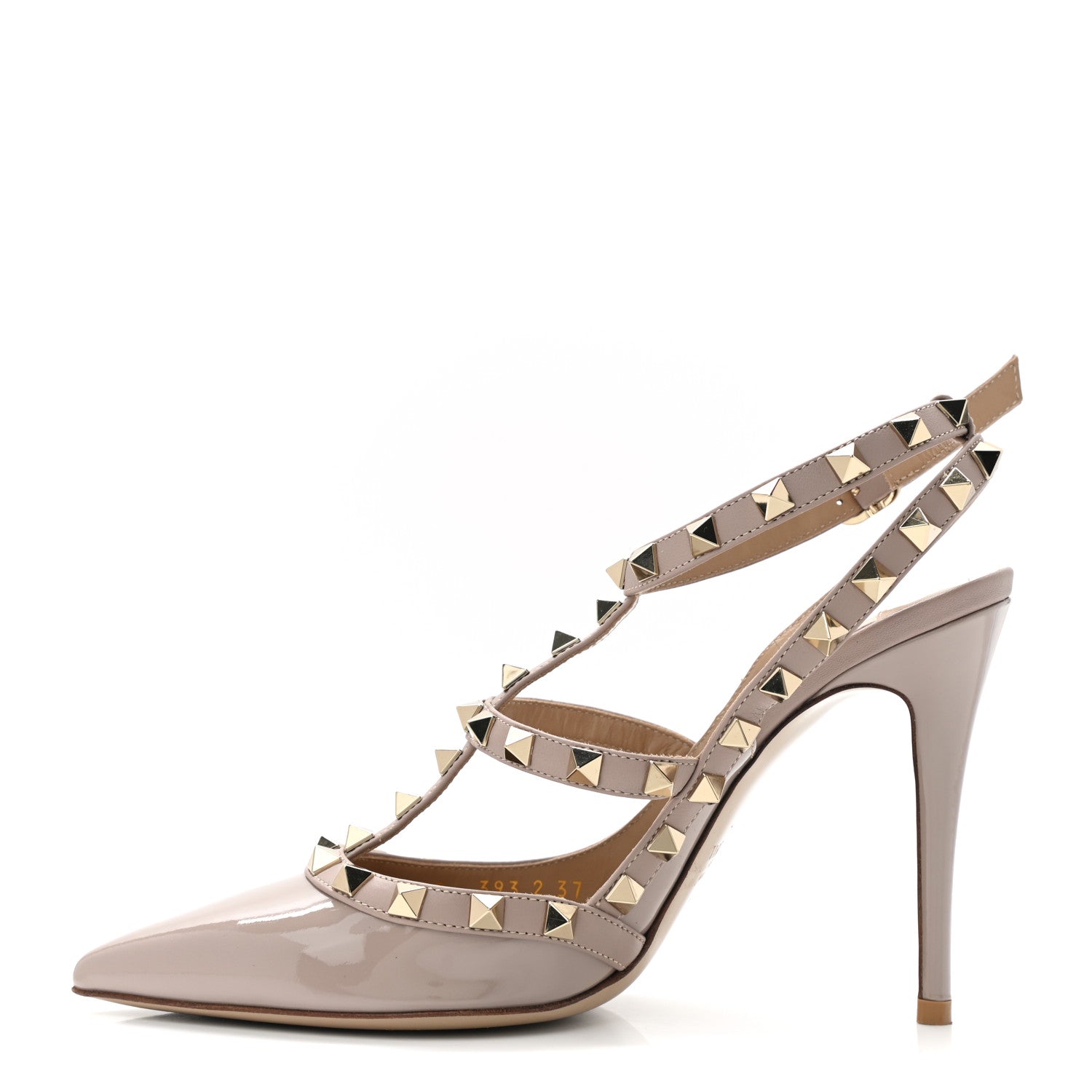 Valentino Garavani Patent Nappa Rockstud Ankle Strap 100mm Pumps 37 Poudre 1 of 8