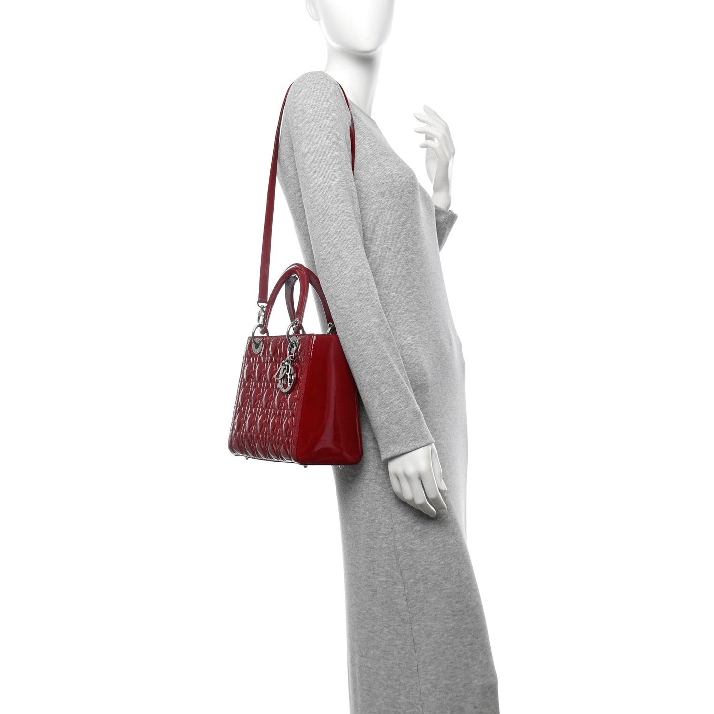 Patent Cannage Medium Lady Dior Red