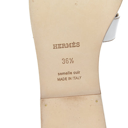 Hermes Box Calfskin Oran Sandals 36.5 White 6 of 15