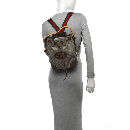 Gucci GG Supreme Monogram Neo Vintage Drawstring Bucket Backpack Beige New Acero Crop 2 of 7