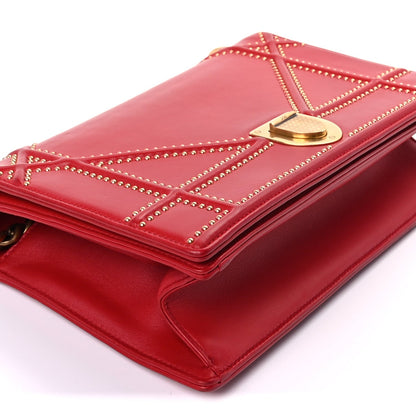Christian Dior Calfskin Studded Medium Diorama Flap Bag Red 7 of 7