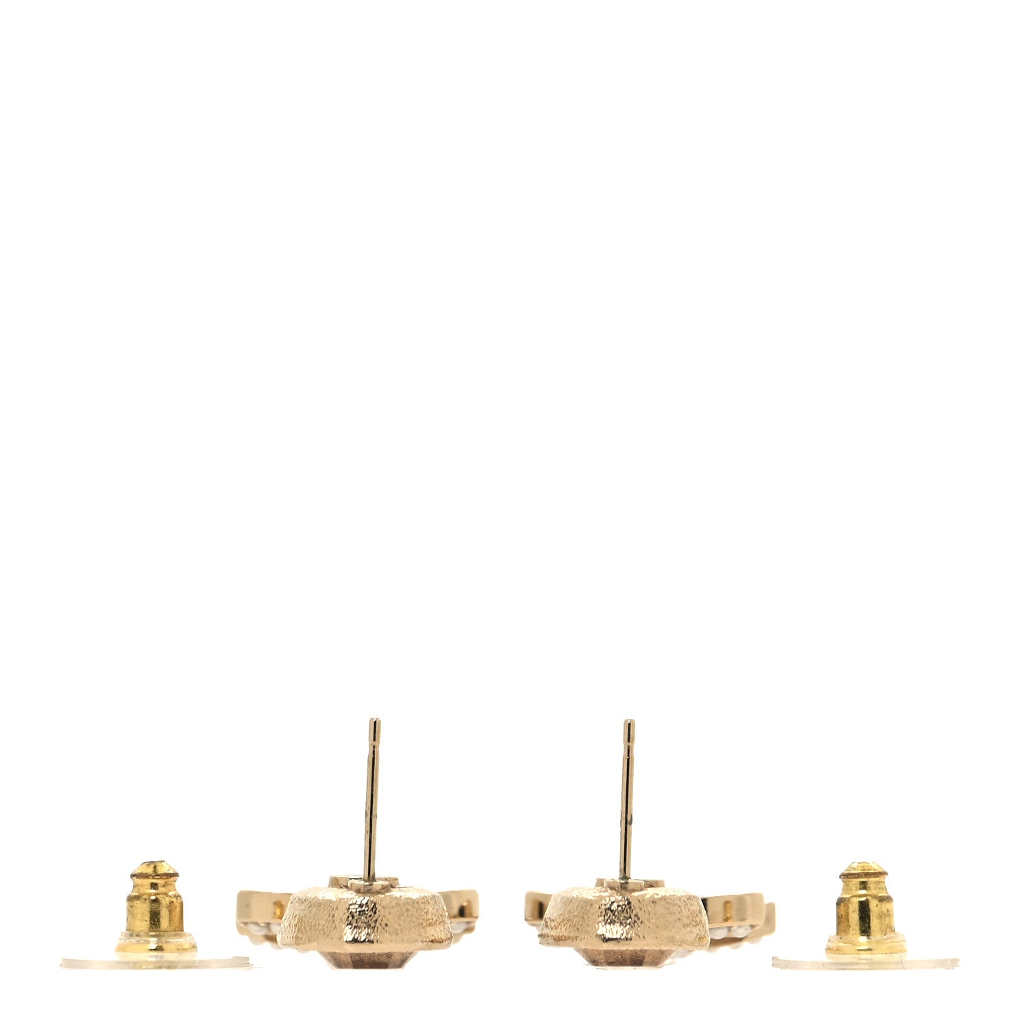 Chanel Crystal Pearl CC Drop Earrings Pink Gold 4 of 5