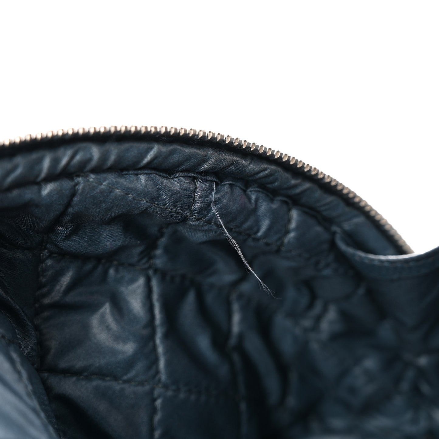 Lambskin Quilted Small Curvy Pouch Cosmetic Case Navy