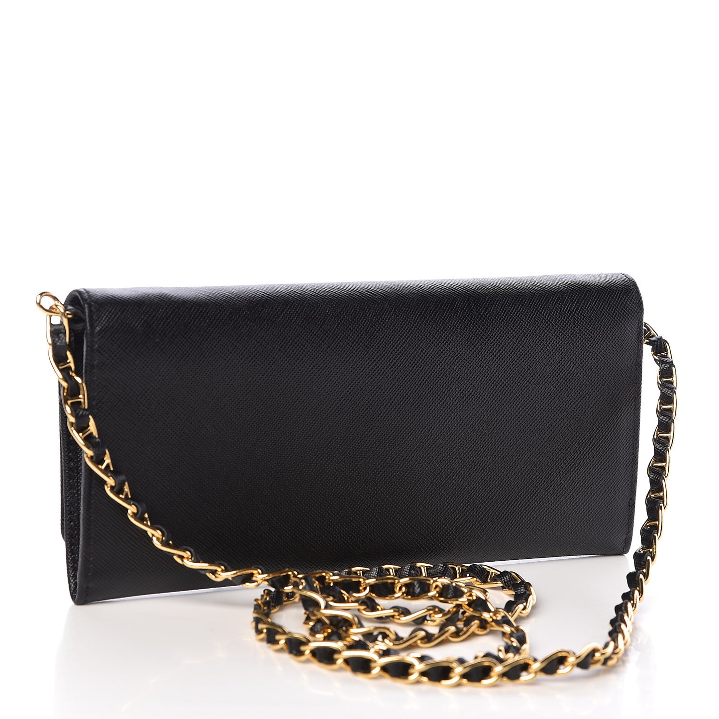 Saffiano Metal Oro Chain Wallet Black