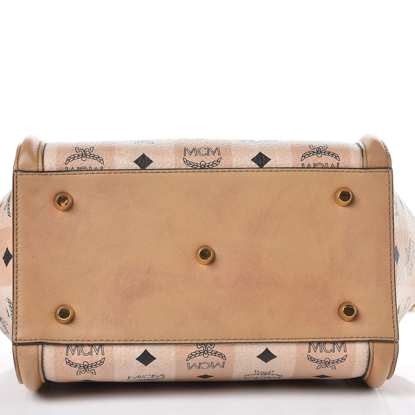 Striped Visetos Satchel Beige