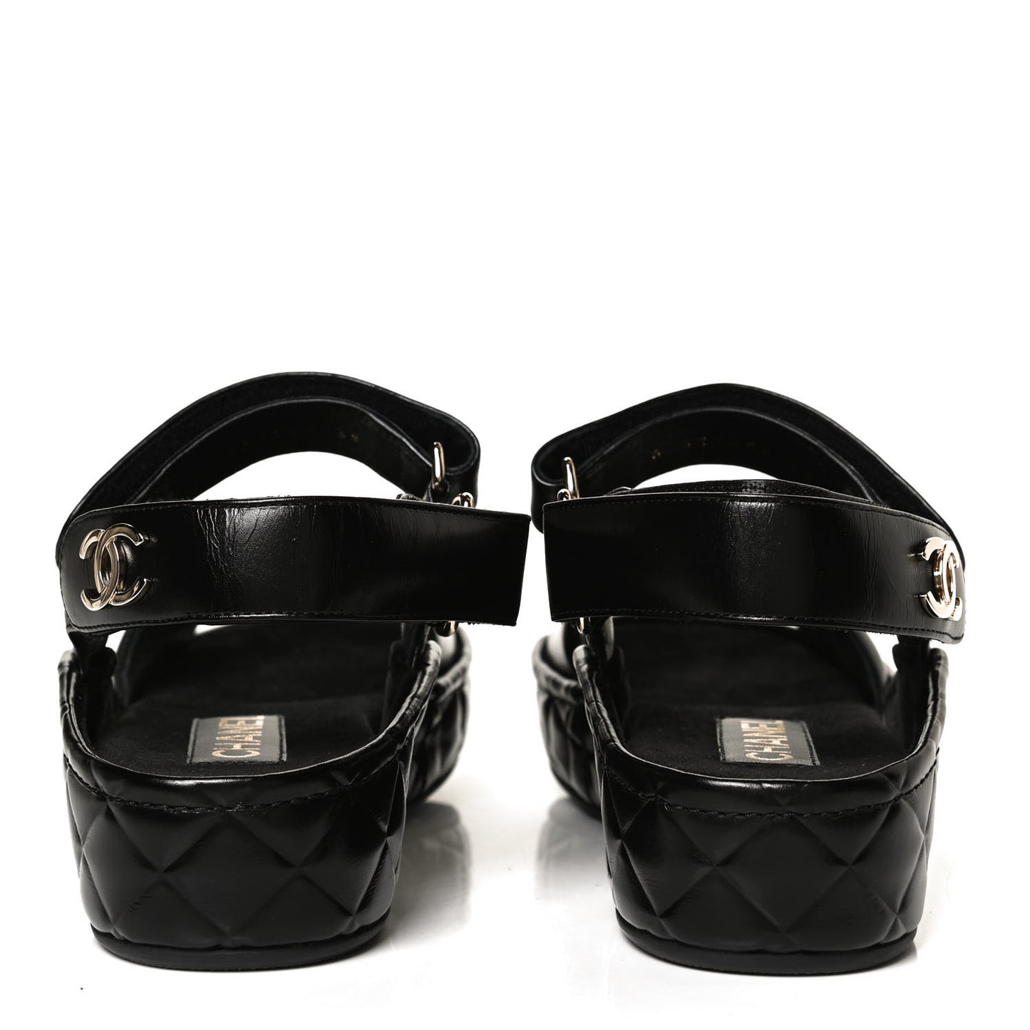 Shiny Calfskin Logo Platform Sandals 38 Black