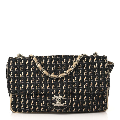 Chanel Canvas Lambskin Medium Flap Black Beige Multicolor 1 of 10
