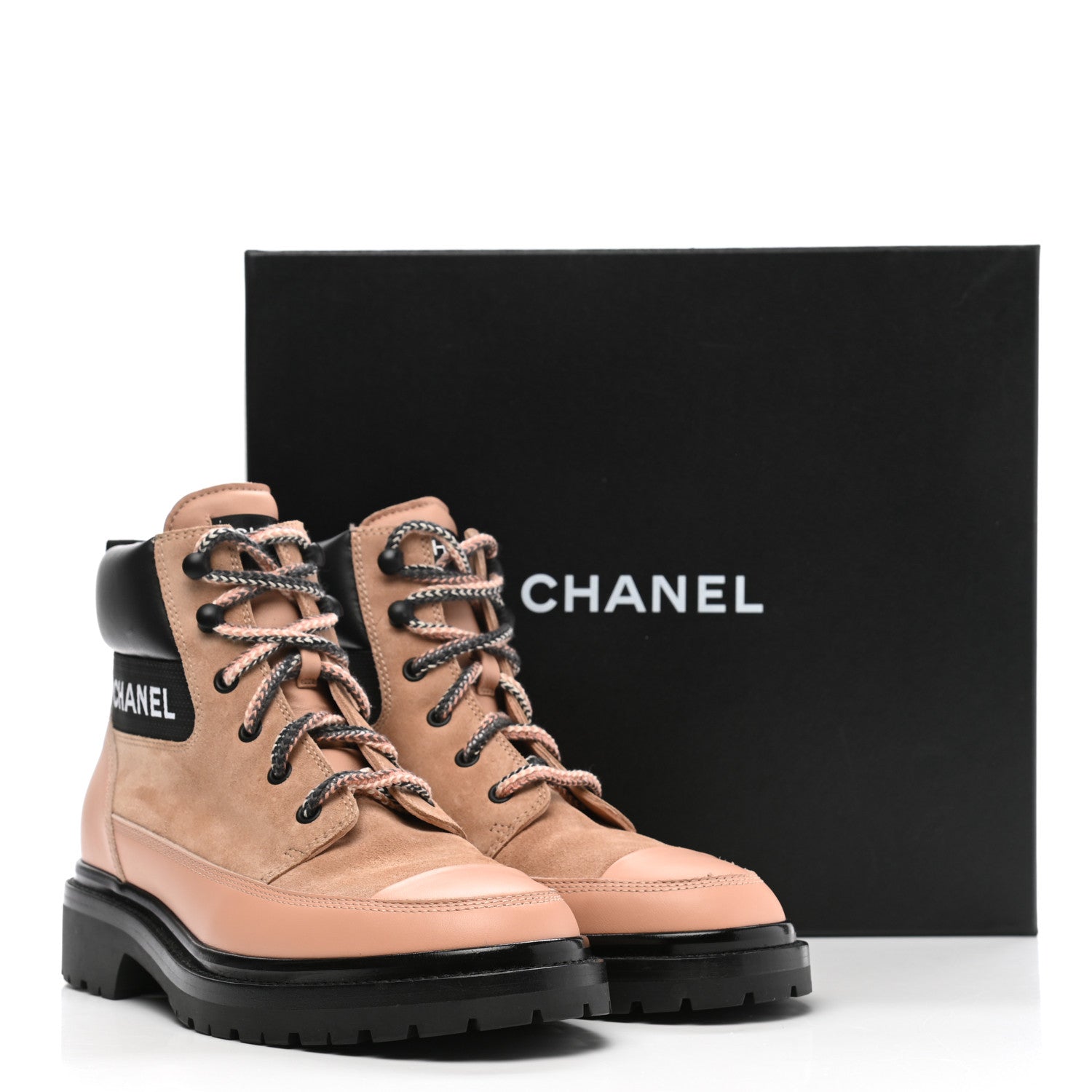 Chanel Suede Calfskin Lace Up Boots 40.5 Pink 10 of 10