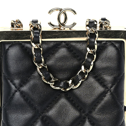 Chanel Lambskin Plexi Quilted CC Evening Clutch With Chain Black 7 of 9